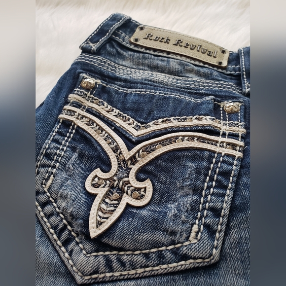 Rock Revival Distressed Blue Jean Shorts - Picture 2 of 5